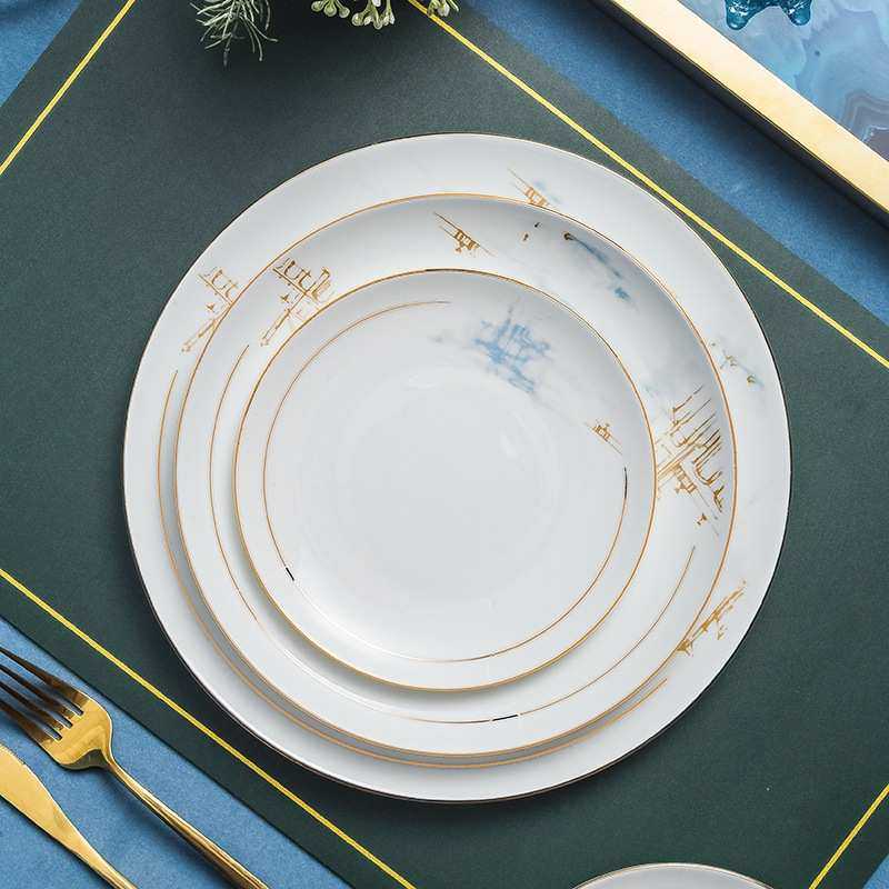 碗碟套装家用轻奢现代简约景德镇金边骨瓷餐具陶瓷碗盘乔迁礼品,淘宝优惠券,粉丝福利购,淘宝优惠卷