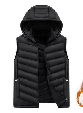 T 61308 Oversized Hooded Vest Men's Winter Cotton 韩版连帽马