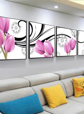新中国风装饰画、客厅壁画挂画、素雅四联画、沙发背景墙画家、万