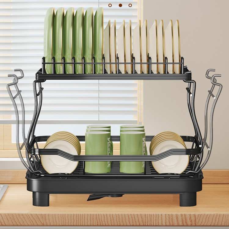 厨房多用途家用台面沥水收纳置物架碗碟筷架免打孔伸缩水盘碗碟架 - 图1