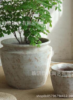 复古花盆花园阳台种树大盆水泥盆大口径花盆商场酒店大型绿植装饰
