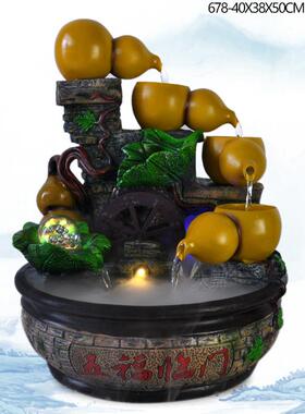 新品 真树叶山水微景观加湿器 假山流水鱼缸摆件 鱼池工艺品