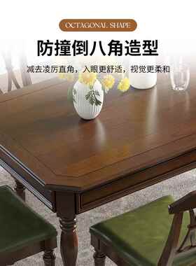 户A10LF7565JM7美式实木餐古桌椅组合小型做旧白蜡木长方形小饭桌