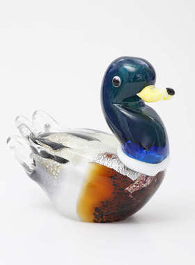 穆拉诺琉璃摆件玻璃动物鸳鸯鸭子小灰鸭工艺礼品桌面玄关饰品