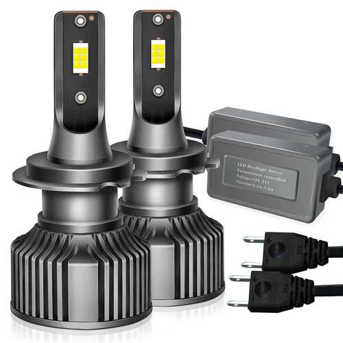 源头厂家4300K暖黄光高亮LED大灯12V汽车24V货车LED车灯泡H7H4E18 - 图3