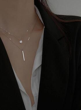 925 Sterling Silver Long Strip Flashing Diamond Round Double