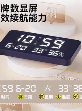 客厅时钟万年历电子钟2025新款创意餐厅挂钟高颜值网红挂墙钟表