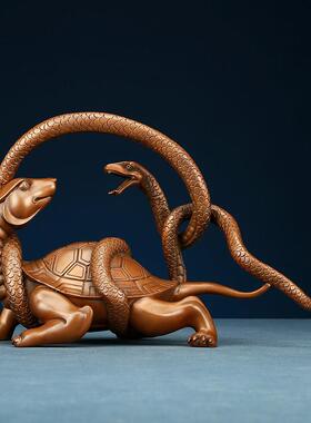 紫铜龙摆件青龙白虎朱雀玄武四神兽中式家居公司乔迁开 业礼品