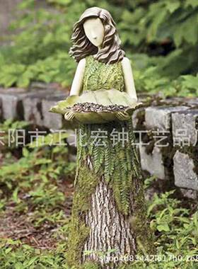 跨境田园林女GHY神艺脂树装饰雕像摆件 家居森庭院花园庭院工品摆