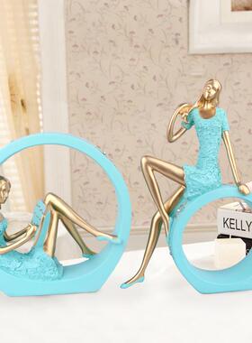 75044L树工艺品欧看书式女郎摆件家居装饰品客厅电酒视柜柜办公桌