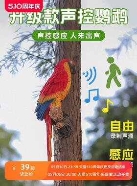 庭院布置假鸟仿真鸟鹦鹉鸟屋花园装饰摆件仿真动物树挂田园风挂件