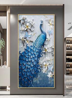 玄关客厅装饰画北欧金色麋鹿晶瓷画沙发背景挂画入户过道壁画
