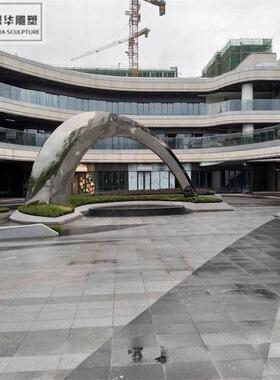 园林景观镜面金属圆环广场户外大型不锈钢雕塑制作镂空月亮大摆件