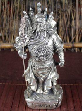 古玩杂项仿古铜器白铜书房居家摆件工艺品忠义关公手拿刀