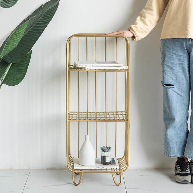 Nordic iron mesh storage rack living room entrance sofa balcony multi-layer storage rack floor bedside storage cabinet