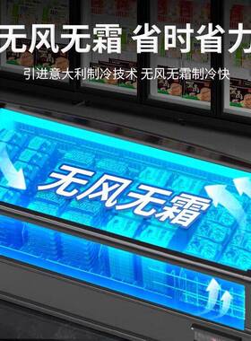 超市组合岛柜冷冻柜商用大容量卧式展示柜雪糕柜冻品海鲜化霜冰柜