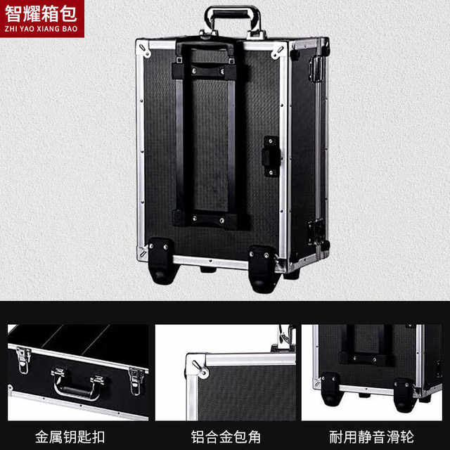 Customized aluminum alloy trolley box Universal wheel rolling tool box Multifunctional hardware storage box Portable transportation box