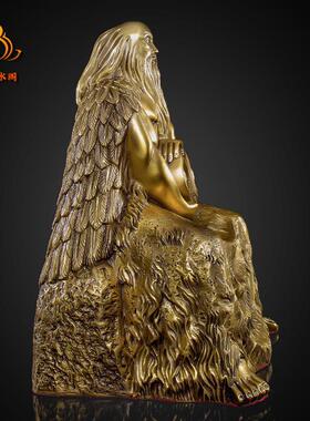 纯铜伏羲像八卦祖师人王伏羲大帝风水供奉佛像人文始祖铜像摆件