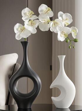 插代简约玄关花现花瓶摆件客家居厅酒柜黑白日月桌面电视柜装饰品