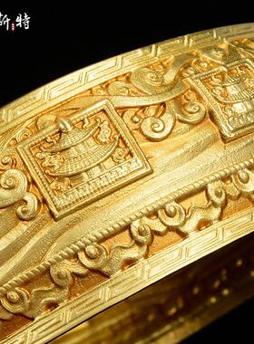 欧斯特铜曼扎盘修盘八吉祥雕花曼茶盘室内家用曼达罗盘桌面摆件