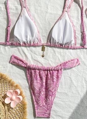 Women'S Adjustable Strap Bikini Set, Decorative Bra & Swim