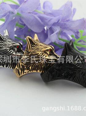 欧美饰品钛钢动物狼戒指复古潮配饰不锈钢动物狼眼睛指环