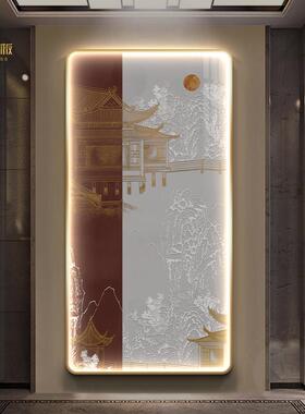 网红新式风画景玄关装饰画水墨画竖款走山廊道尽头壁水挂过中画禅
