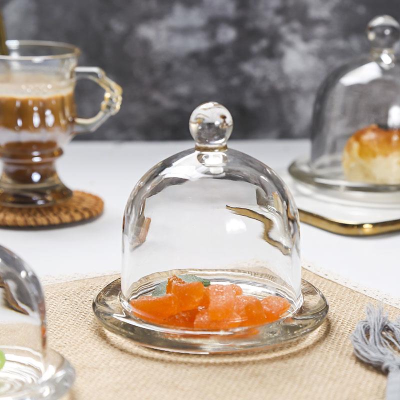7L8K带盖柠檬盅家用玻璃罩水果试吃盘子甜品蛋糕托盘商用展示盘品 - 图2