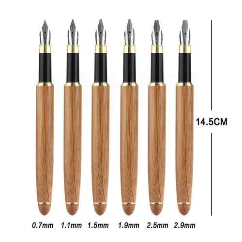 1PC Bamboo Calligraphy Art Fountain Pen Broad Stub Chisel-po - 图0