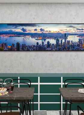 维多利亚港装饰画香港城市建筑风景挂画客厅办公室茶餐厅夜景壁画