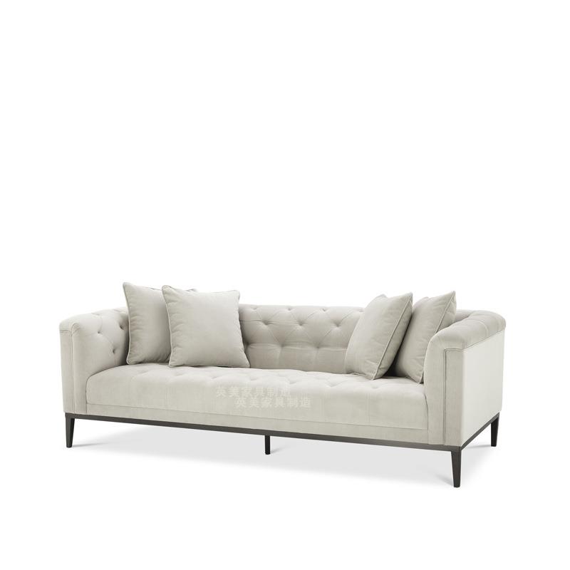 北欧实木客厅小户型三人布艺沙发港式轻奢简约单双三拉扣沙发组合 - 图2