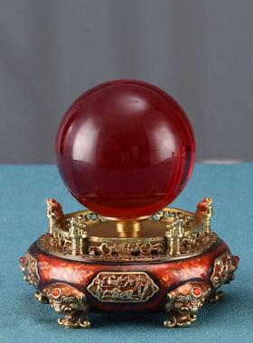 招财转运红色水晶球摆件办公室桌面客厅玄关装饰品乔迁开业礼品