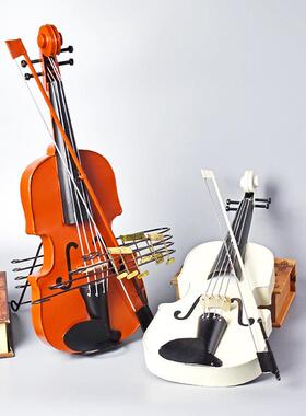 欧式创意小提琴模型装饰摆件复古铁艺软装摄影酒吧餐厅橱窗道具