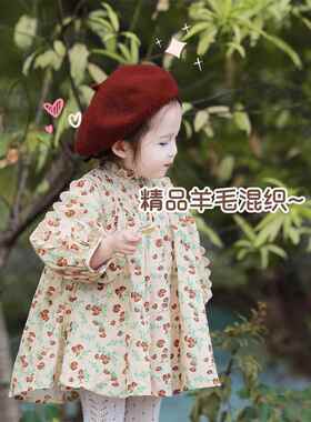 儿童贝雷帽秋冬季时尚女童画家帽子韩版宝宝蓓蕾帽红色报童帽冬天