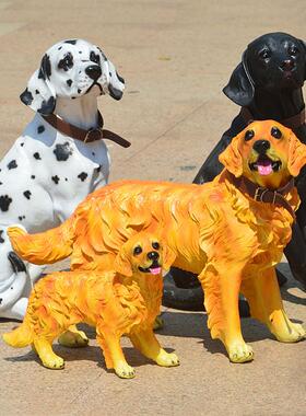 仿真狼狗摆件客厅酒柜斑点狗金毛犬模型雕像门口庭院拉布拉多装饰