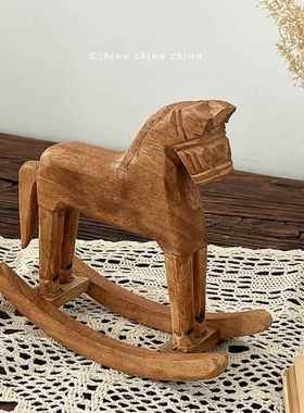 枝悟 摇摇木马摆件ins复古风家居桌面装饰咖啡店拍照道具生日礼物