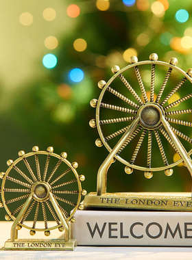 现代轻奢家居铁艺摩天轮摆件创意酒柜办公室桌面奶茶店装饰品摆