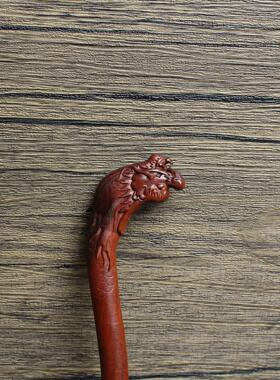 雷击枣木龙头发簪浮雕男女士道家法器纯手工打磨木质工艺品雕刻