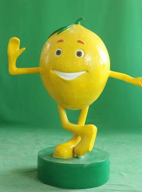 卡通柠檬人物造型摆件户外玻璃钢可爱水果造型幼儿园商场市场美陈