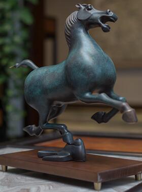 新中式马踏飞燕摆件彷古青铜器覆古铜奔马到成功客厅乔迁新居礼物