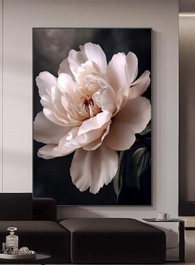 高级感客厅装饰画牡丹花卉落地画餐厅挂画2026新款走廊尽头玄关画