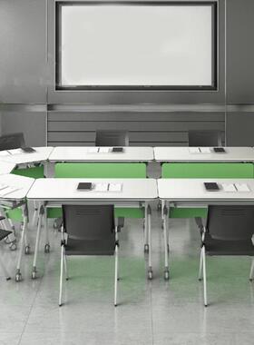 简约折叠培训桌移动长条桌会议培训桌椅随意组合拼接翻折桌子