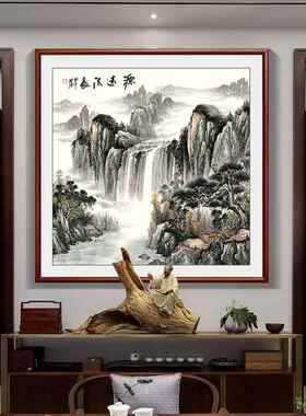 旭日东升办公室挂画 画正方形山水装饰画 画招财风水画 画聚宝盆