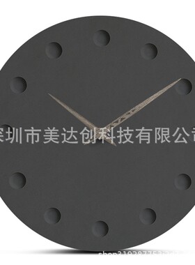 现代极简主义木挂钟欧洲新风格黑色手工圆形大挂钟装饰钟壁挂式