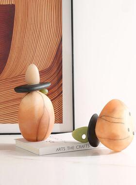 新中式古风抽象艺术石来运转树脂摆件样板间酒店书柜创意工艺品