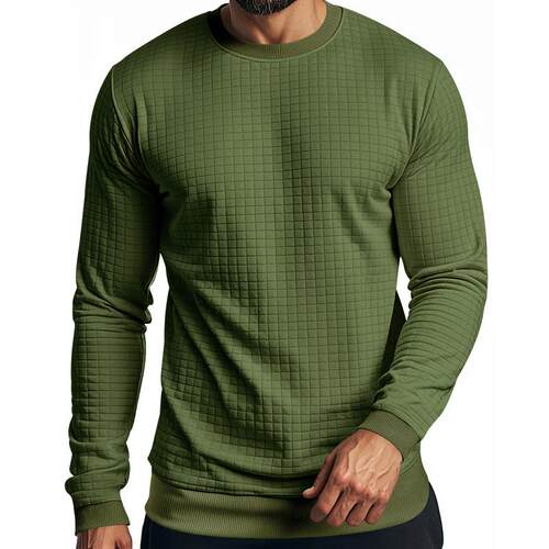 Men Color Shoulder Sweater Casual Sleeve Crew Neck Jumper - 图2