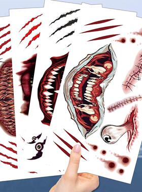 10pcsHalloween horror fake scar temporary tattoo sticker贴纸