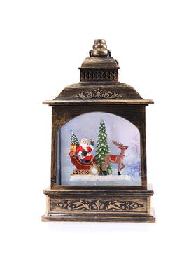 新款圣诞节飘雪装饰挂灯 圣诞飞雪LED投影灯音乐飞雪复古扁风灯