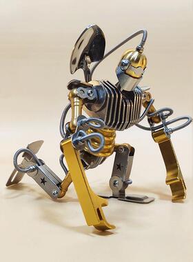 金属机器人模型工艺品手工不锈钢手脚都可以动孩子礼物钢铁巨人