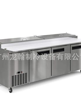 欧款不锈钢风冷披萨台甜品展示柜风冷水果沙拉台比萨操作台冷藏柜